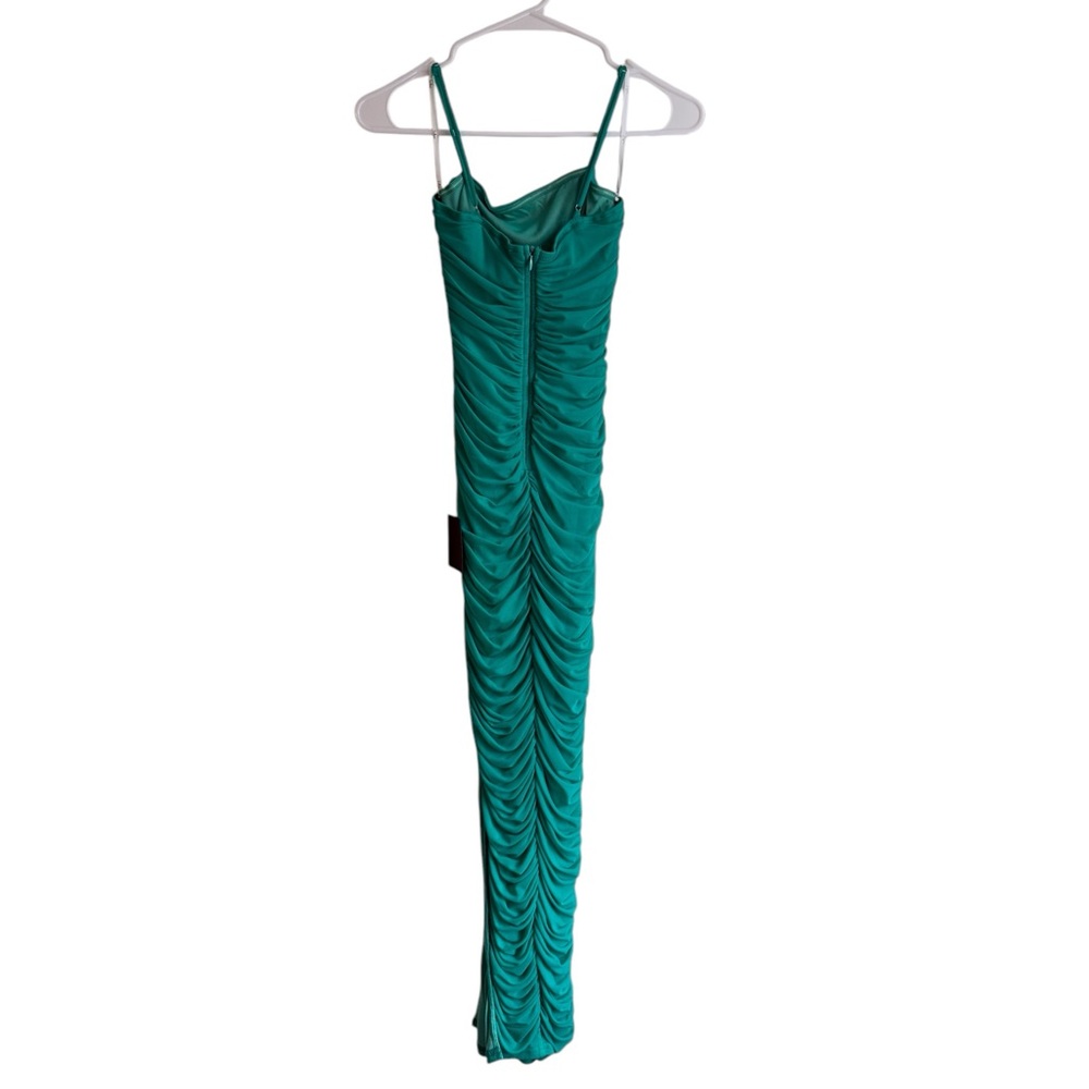 Women’s Lulus Teal Sleeveless Ruched Bodycon Mermaid Midi Dress Size Small NWT - Picture 8 of 14